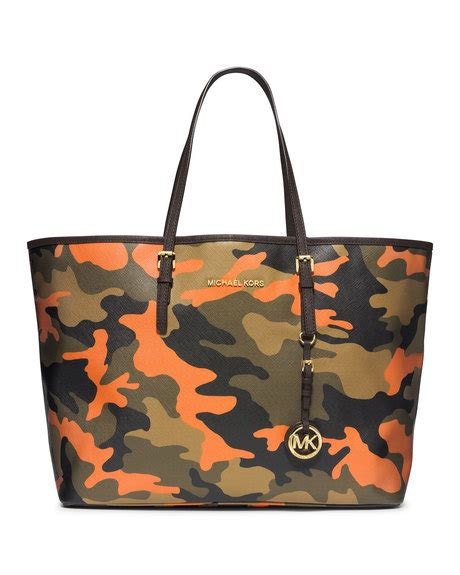 michael kors poppy camo tote|Michael Kors large canvas tote.